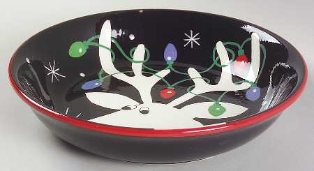 Silly Reindeer (Black Body) 9" Individual Pasta Bowl