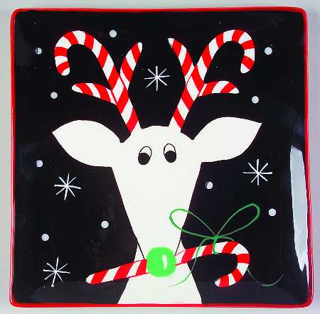 Silly Reindeer (Black Body) Salad/Dessert Plate