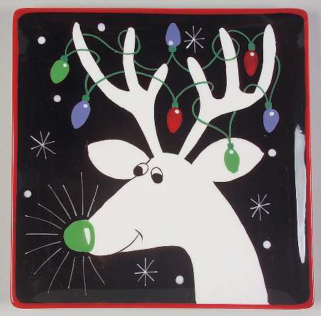 Silly Reindeer (Black Body) Salad/Dessert Plate
