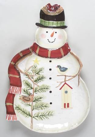 Snowman Wishes 18" Figural Platter