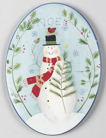 Snowman Wishes Oval Cheese Plate