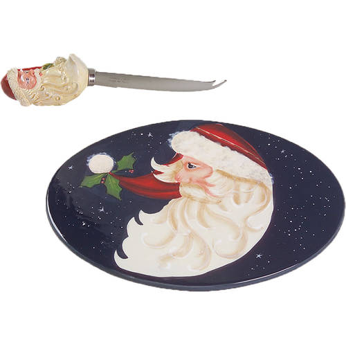 Santas Twilight 2 Piece Cheese Dish and Knife Set