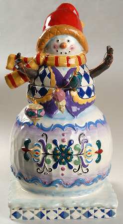 Winter Folk Figural Cookie Jar & Lid