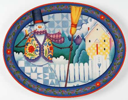 Winter Folk 16" Oval Serving Platter