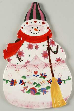 Winter Folk Figural Cheese Plate