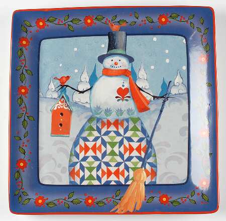 Winter Folk 13" Square Serving Platter