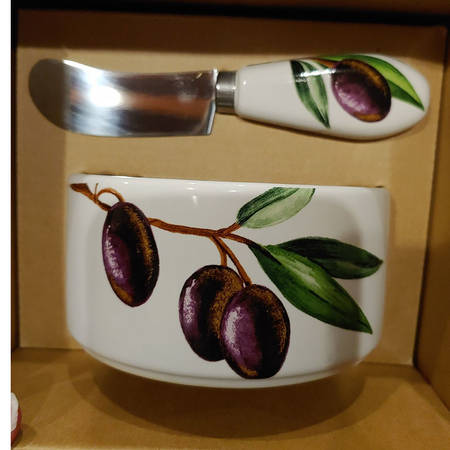 Olives Dip Bowl & Spreader Set
