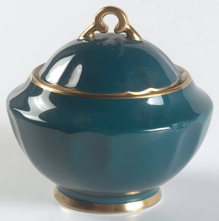 Eventail Dark Green (Vert Canard) Sugar Bowl & Lid