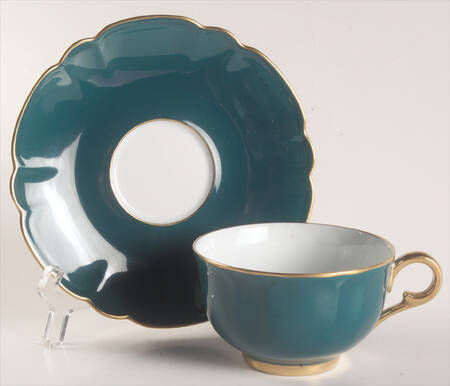 Eventail Dark Green (Vert Canard) Flat Cup & Saucer Set