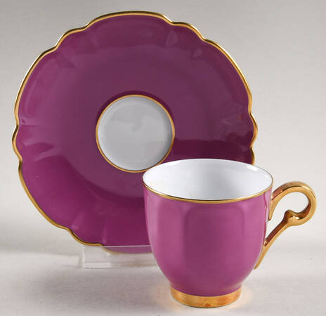 Eventail Fuchia (Fuchsia) Flat Demitasse Cup & Saucer Set by Charles Field Haviland
