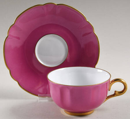 Eventail Fuchia (Fuchsia) Flat Cup & Saucer Set by Charles Field Haviland