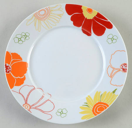 Whiteware Floral Salad/Dessert Plate