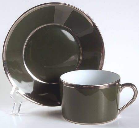 Keystone Hunter Green Flat Cup & Saucer Set by Charles Field Haviland