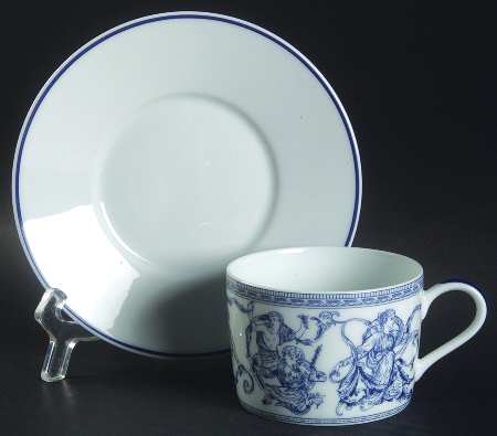Renaissance Blue Flat Cup & Saucer Set