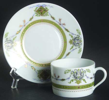 Swans Green Flat Cup & Saucer Set