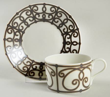 Paris Metallic Flat Cup & Saucer Set