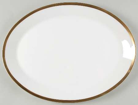Gilded Gold Band 15" Oval Serving Platter