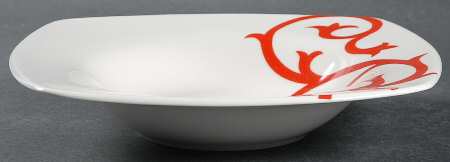 Scroll Red Rim Soup Bowl