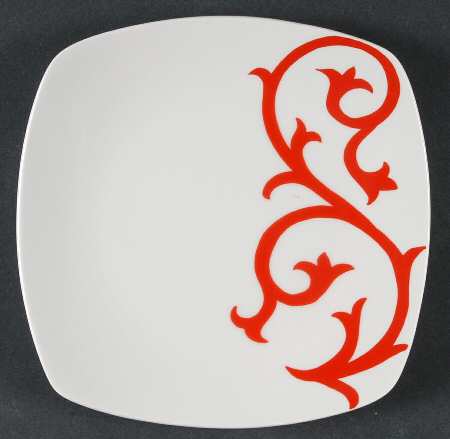 Scroll Red Salad Plate