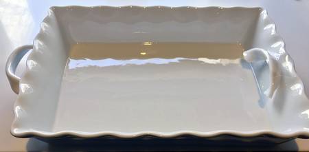 Wavy White 12" Rectangular Baker