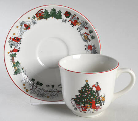 Family Christmas Flat Cup & Saucer Set