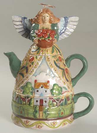 Angels Four Seasons Sculpted Individual Teapot with Cup