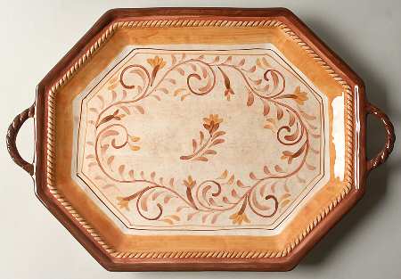 Roman Scrolls 19" Handled Tray
