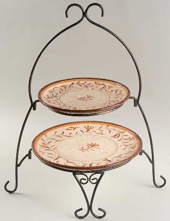 Roman Scrolls 2 Tier Metal Plate Holder & Plates