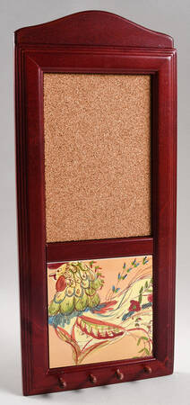Provence Rooster 15" Rosewood Memo Board/Key Rack  HC
