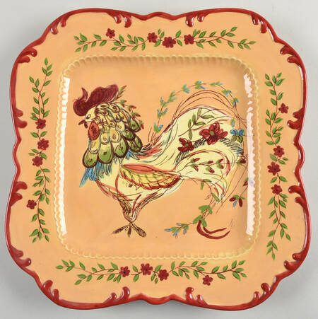 Provence Rooster 13" Square Serving Platter