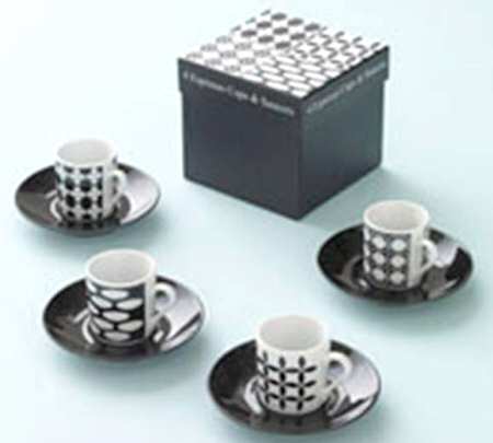 Museo Mundo Black and White Espresso Cup and Saucer Set