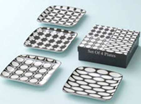 Museo Mundo Black and White Square Salad/Dessert Plate