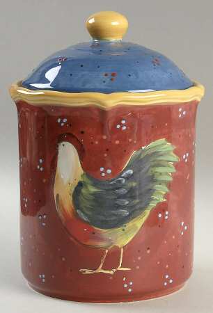 Patchwork Rooster Medium Canister & Lid
