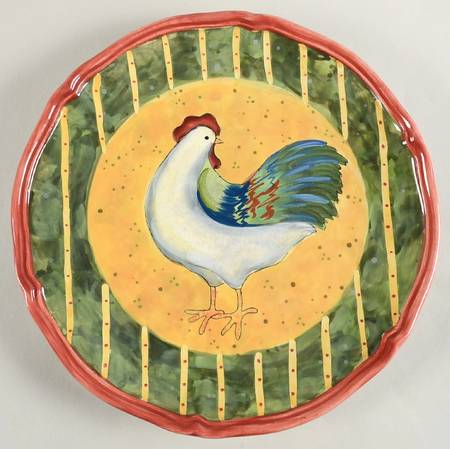Patchwork Rooster Dinner Plate