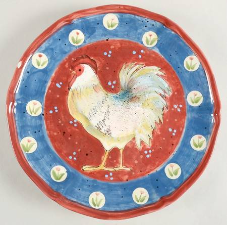 Patchwork Rooster Dinner Plate