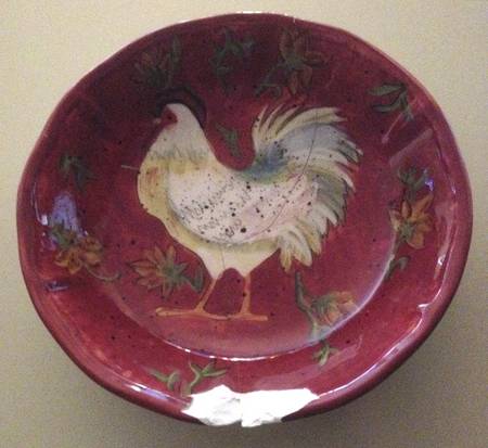 Patchwork Rooster 9" Individual Pasta Bowl