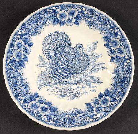Thanksgiving Blue Salad Plate