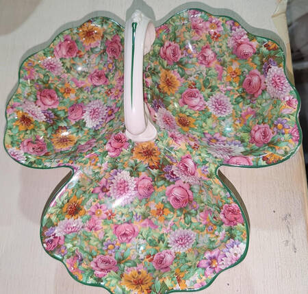 Pink Chintz (Green Trim) 3-Part Relish