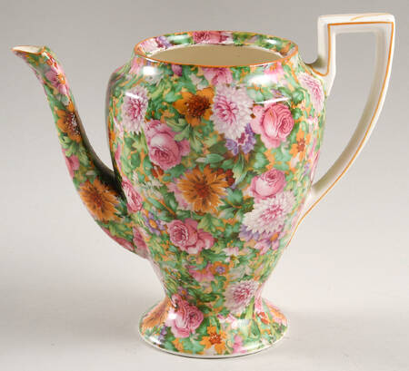 Pink Chintz (Green Trim) Teapot No Lid