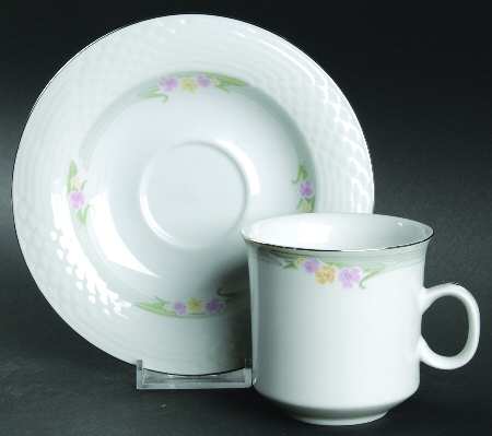 Emerald (Platinum Trim) Flat Cup & Saucer Set