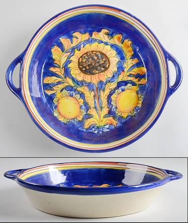 Tuscan Sunflower 15" Round Handled Platter