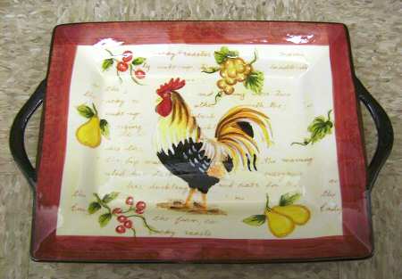 Country Rooster Pullet Rectangular Serving Platter
