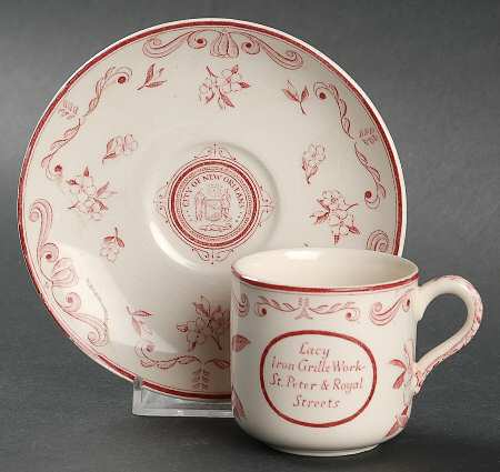 Scenes of Old New Orleans Mulberry Flat Demitasse Cup & Saucer Set