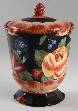Black Tapestry Medium Canister & Lid