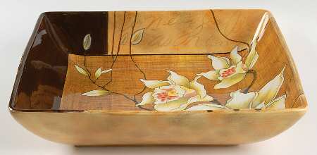 Golden Orchids 12" Pasta Serving Bowl