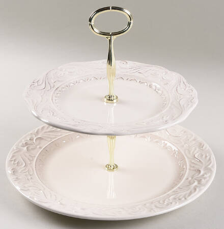 Firenze Ivory 6 5/8"-10"  2 Tiered Serving Tray (Dp, Sp) HC