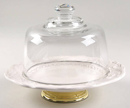 Firenze Ivory 6 1/2"-7 1/2" Footed Cheese Plate w/ Glass Dome HC