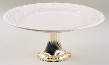Firenze Ivory Cake Stand with 4"-5" Metal Pedestal  Hc