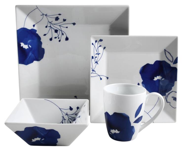 Indigo Bloom 4 Piece Place Setting