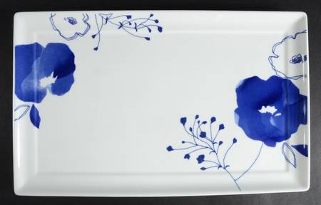Indigo Bloom 16" Rectangular Serving Platter